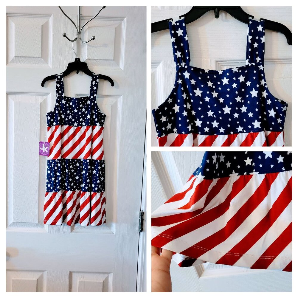 BNWT GORGEOUS Red, White, Blue Summer Cotton Dress J. Khaki Sz 4 Just BEAUTIFUL!